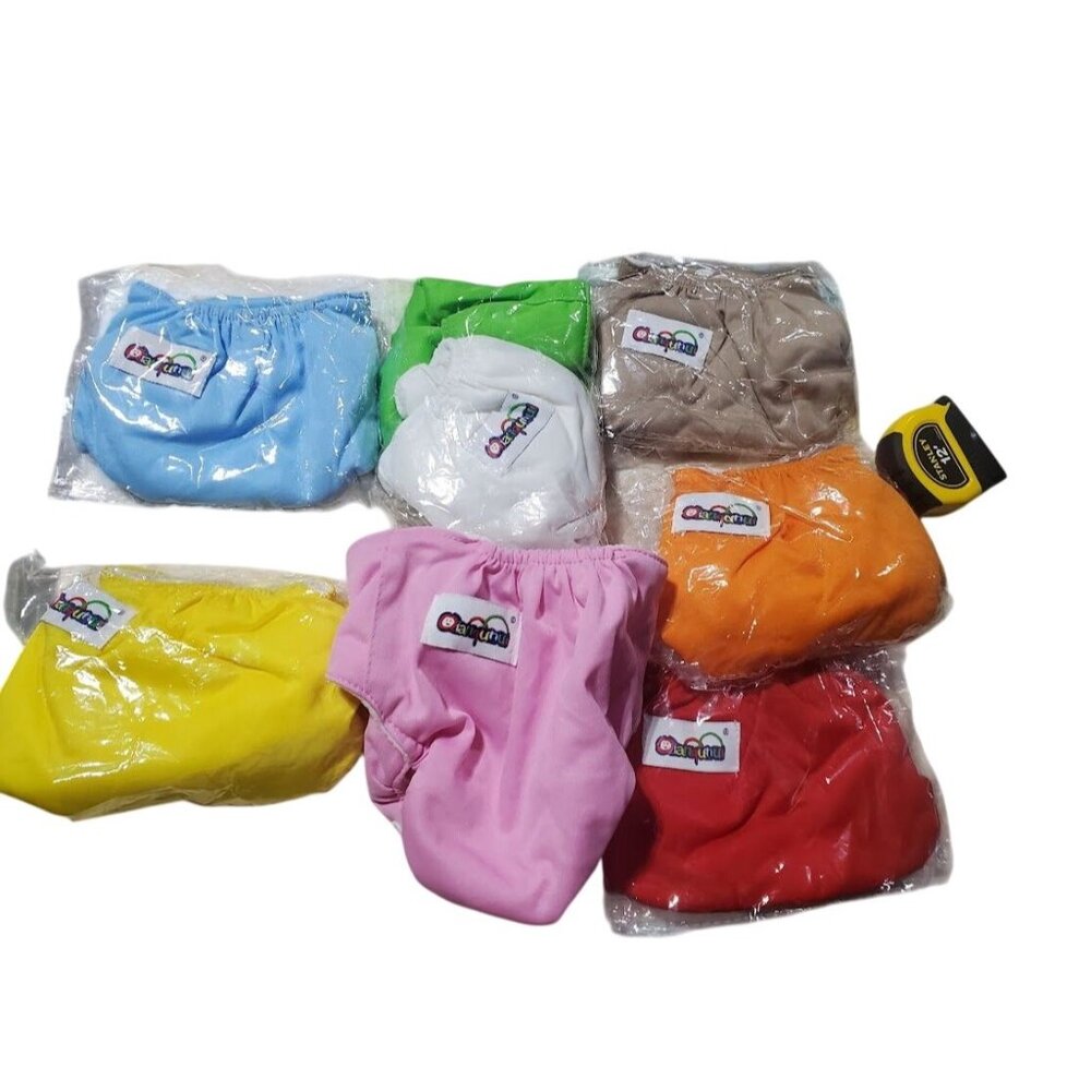 Quainquhui Reusable Cloth Diaper Set of 8 Adjustable SnapOn Washable EcoFriendly